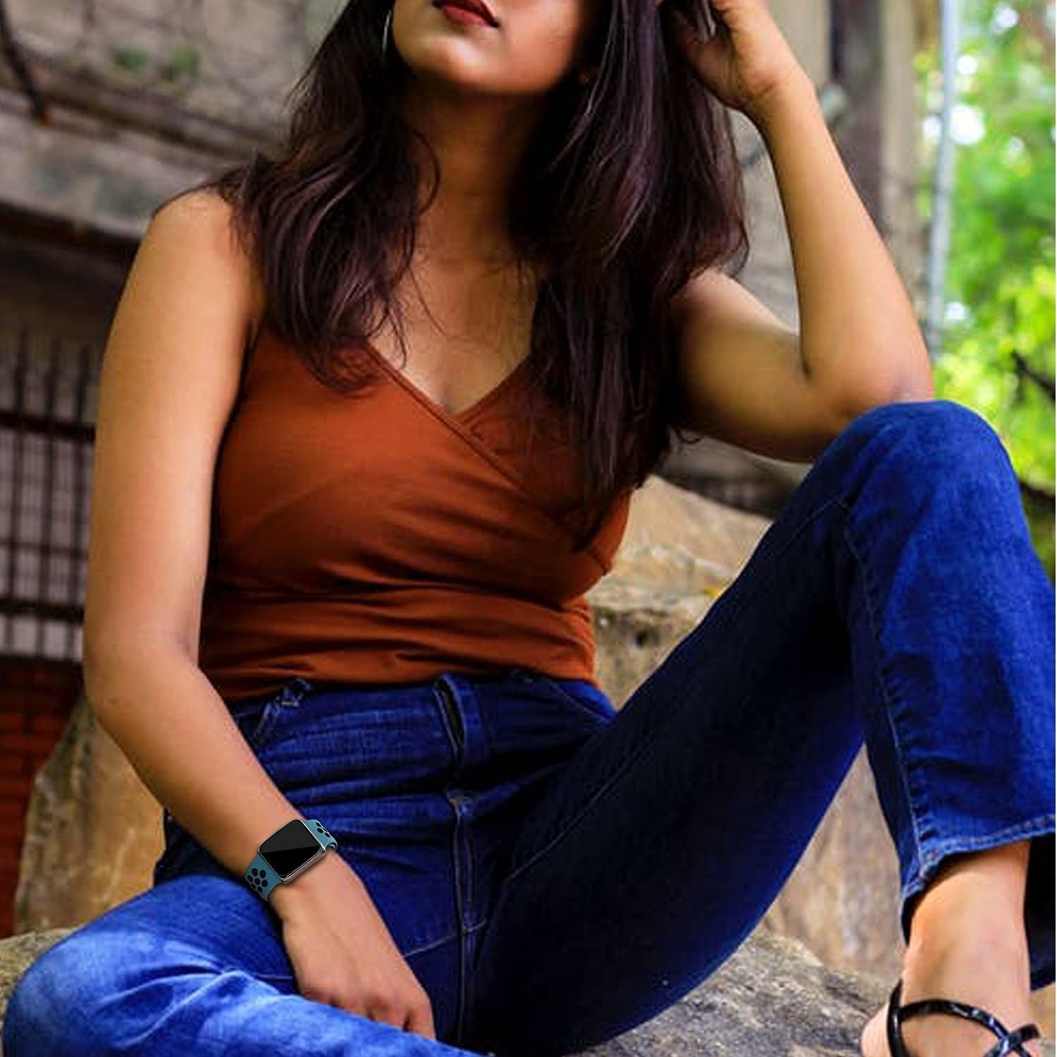 Compatible with Apple Watch Band 44Mm 45Mm 46Mm 49Mm 42Mm 41Mm 40Mm 38Mm Men Women, Breathable Silicone Sport Wristband Strap for Iwatch Bands Series 10/9/8/7/6/5/4/Se/Ultra 3/2/1