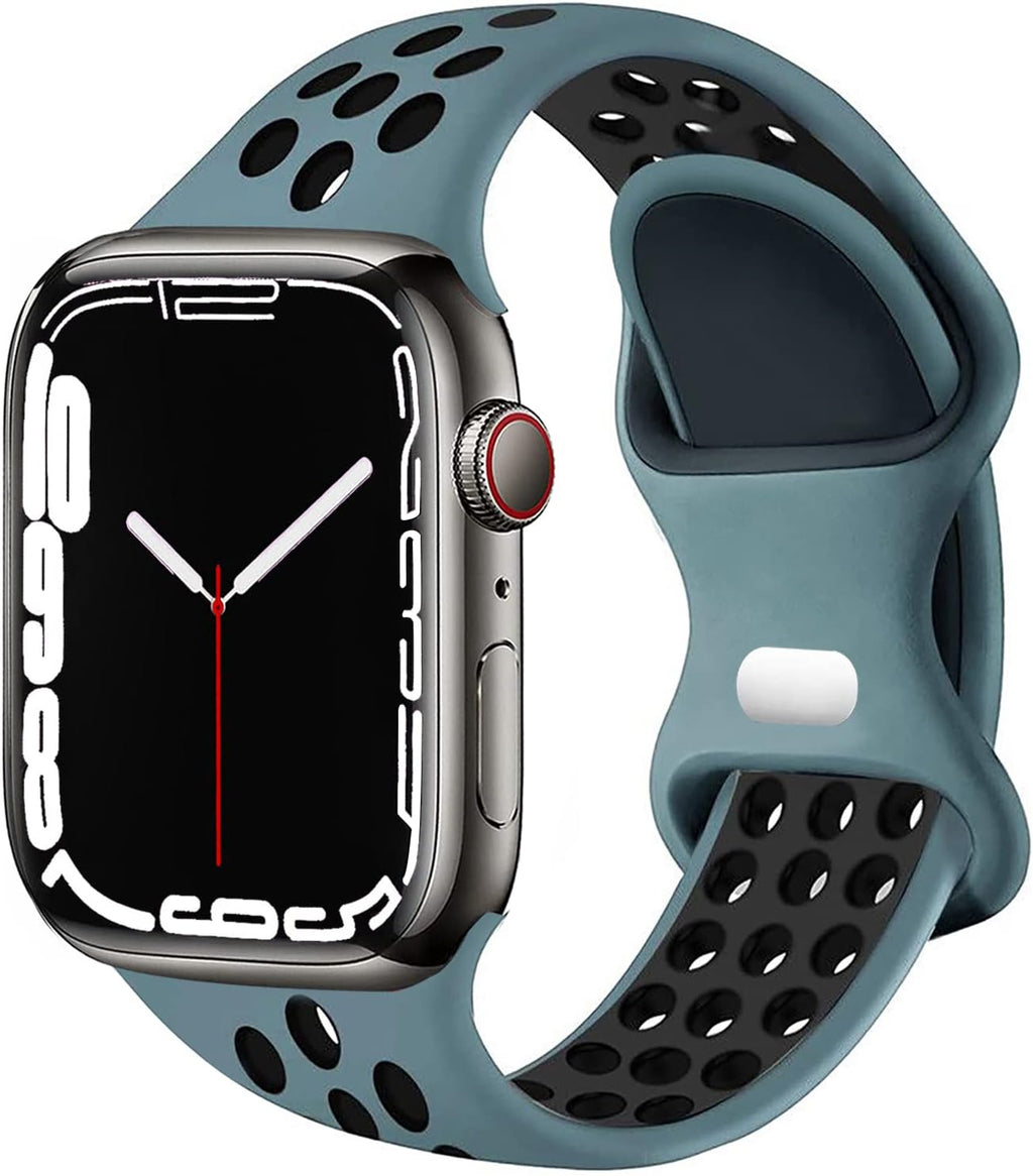 Compatible with Apple Watch Band 44Mm 45Mm 46Mm 49Mm 42Mm 41Mm 40Mm 38Mm Men Women, Breathable Silicone Sport Wristband Strap for Iwatch Bands Series 10/9/8/7/6/5/4/Se/Ultra 3/2/1