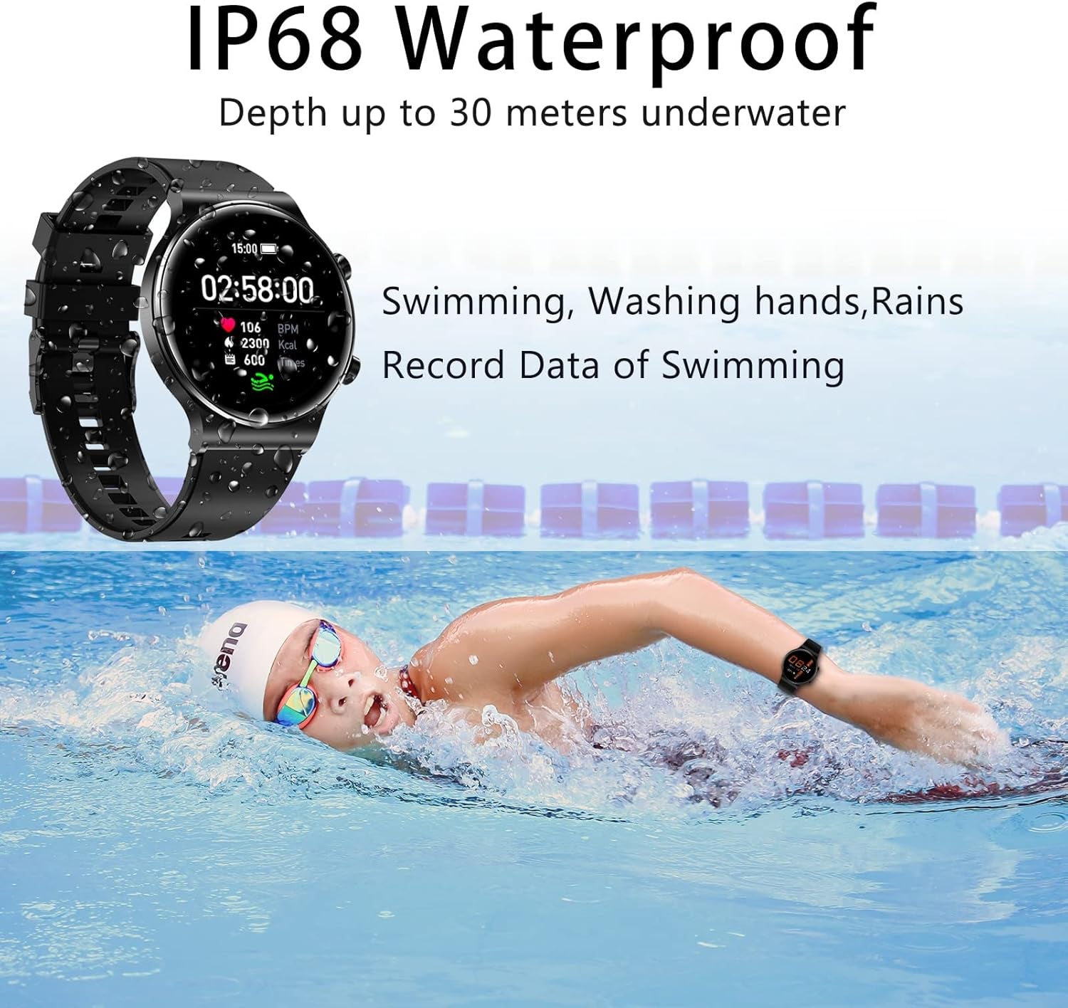 Smart Watch for Men,Fitness Tracker with Heart Rate Monitor, Activity Tracker Smartwatch,Waterproof,Long Battery Life,Message Notification,Smart Watches for Android Phone,Ios Phone (Black)